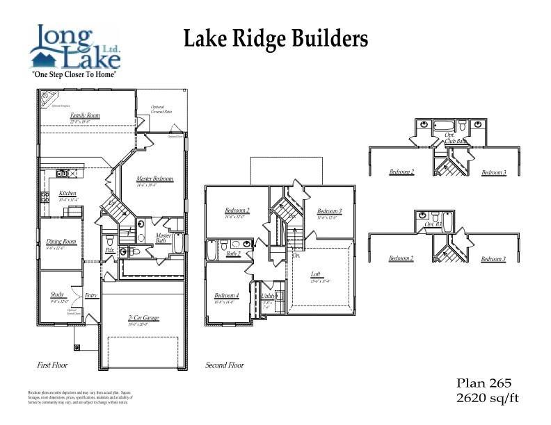 Plan 265 features 4 bedrooms, 3 full baths, 1 half bath and over 2,600 square feet of living space.