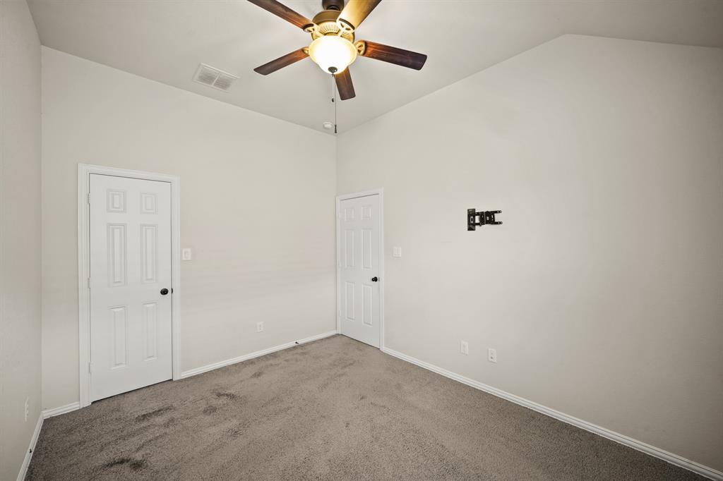 Included is a wall mount & wiring for a flat screen TV along with a walk-in wardrobe closet.