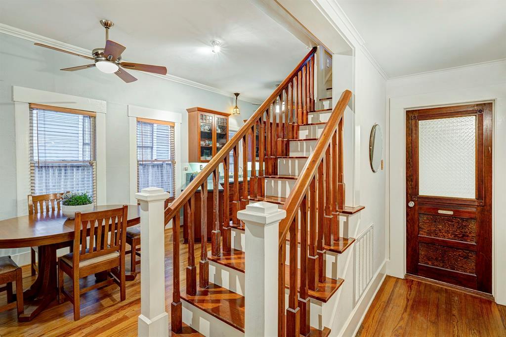 Enchanting staircase climbs up to the 2nd floor gameroom/3rd bedroom.