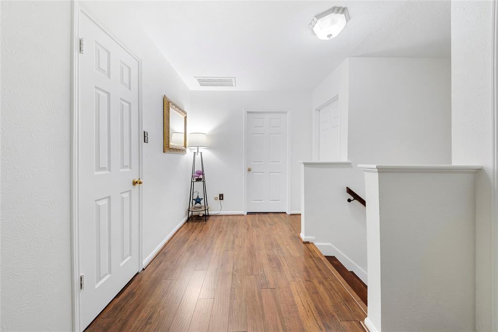 As you reach the second floor, to the right of the stairs are 2 secondary bedrooms, a very large walk in closet, and to the left are the primary suite, bedroom No. 4 and the guest bathroom.